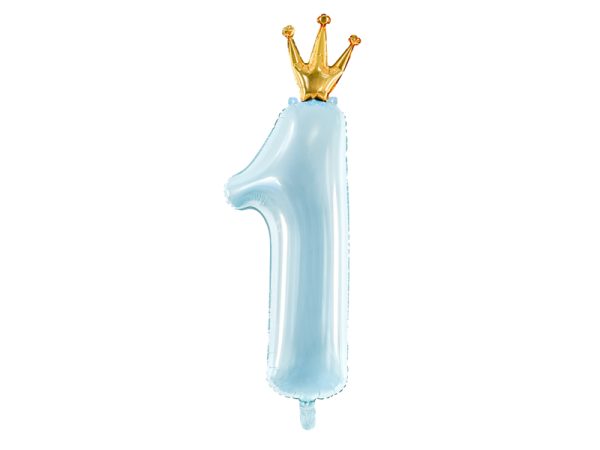 Foil Balloon Number ''1'', 37x100 cm, sky-blue