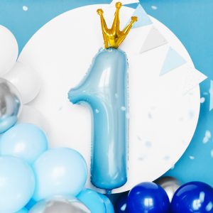 Foil Balloon Number ''1'', 37x100 cm, sky-blue
