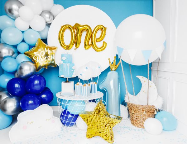Foil Balloon Number ''1'', 37x100 cm, sky-blue