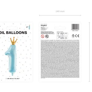 Foil Balloon Number ''1'', 37x100 cm, sky-blue