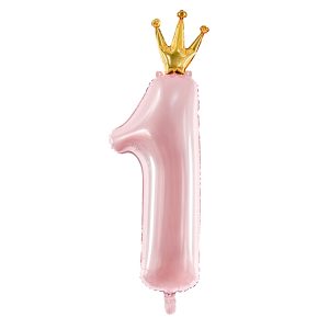 Foil Balloon Number ''1'', 37x100cm, light pink