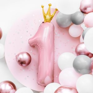 Foil Balloon Number ''1'', 37x100cm, light pink