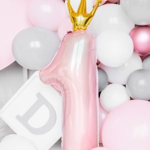 Foil Balloon Number ''1'', 37x100cm, light pink