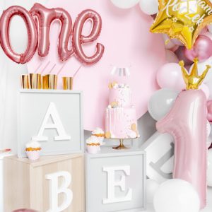 Foil Balloon Number ''1'', 37x100cm, light pink