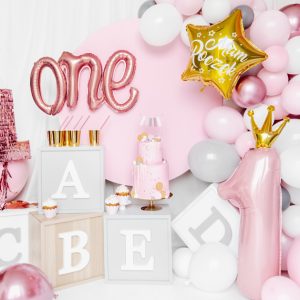 Foil Balloon Number ''1'', 37x100cm, light pink