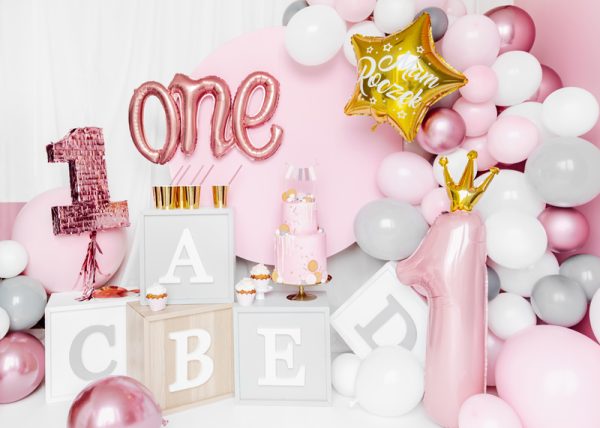 Foil Balloon Number ''1'', 37x100cm, light pink