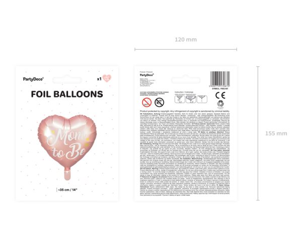 Foil balloon Mom to Be, 35cm, pink