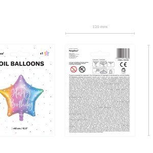 Foil balloon Happy Birthday, 40cm, mix