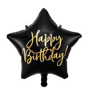 Foil balloon Happy Birthday, 40cm, black