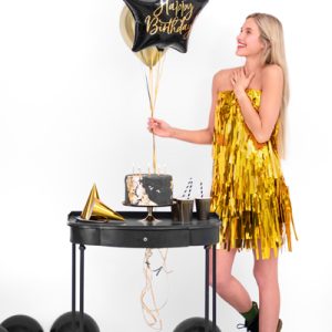 Foil balloon Happy Birthday, 40cm, black