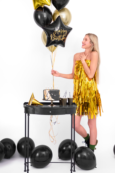Foil balloon Happy Birthday, 40cm, black