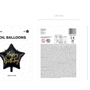 Foil balloon Happy Birthday, 40cm, black