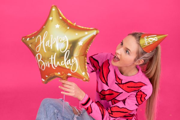 Foil balloon Happy Birthday, 40cm, gold