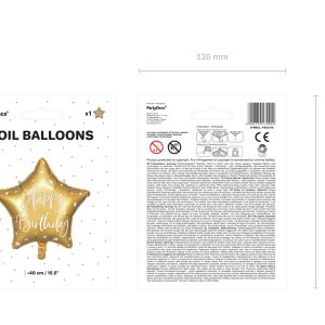 Foil balloon Happy Birthday, 40cm, gold