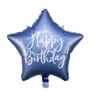 Foil balloon Happy Birthday, 40cm, navy blue