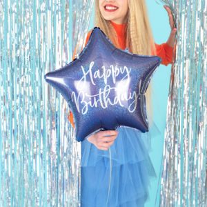 Foil balloon Happy Birthday, 40cm, navy blue