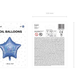 Foil balloon Happy Birthday, 40cm, navy blue