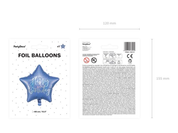 Foil balloon Happy Birthday, 40cm, navy blue
