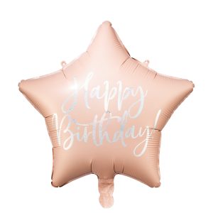 Foil balloon Happy Birthday, 40cm, light powder pink