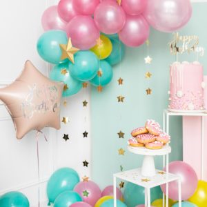 Foil balloon Happy Birthday, 40cm, light powder pink
