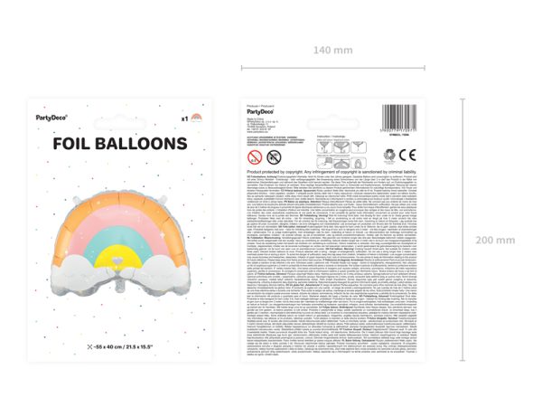 Foil balloon Rainbow, 55x40cm, mix