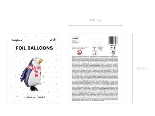 Foil balloon Penguin, 29x42cm, mix