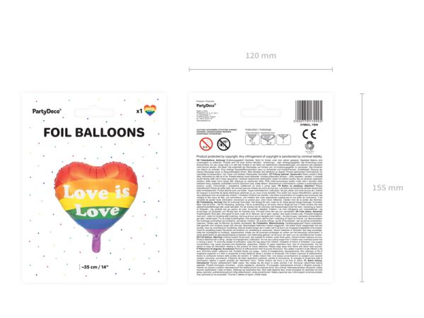 Foil balloon Love is Love, 35cm, mix