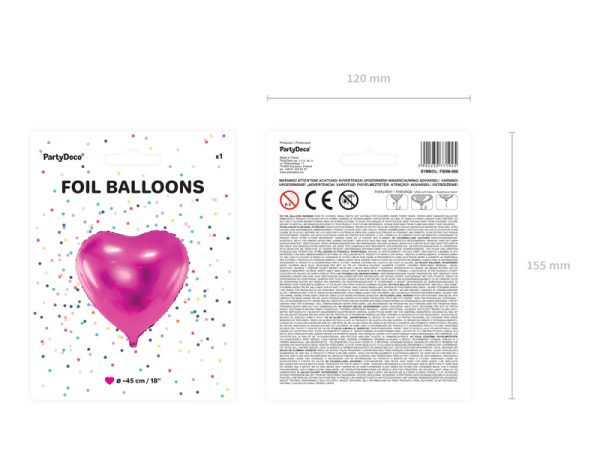 Foil Balloon Heart, 45cm, dark pink