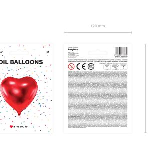 Foil Balloon Heart, 45cm, red