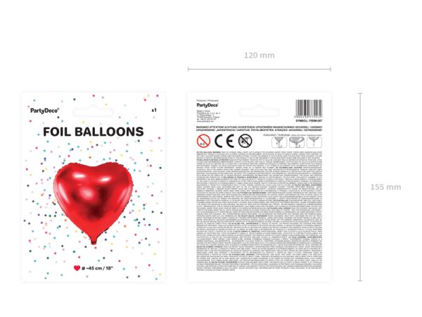 Foil Balloon Heart, 45cm, red
