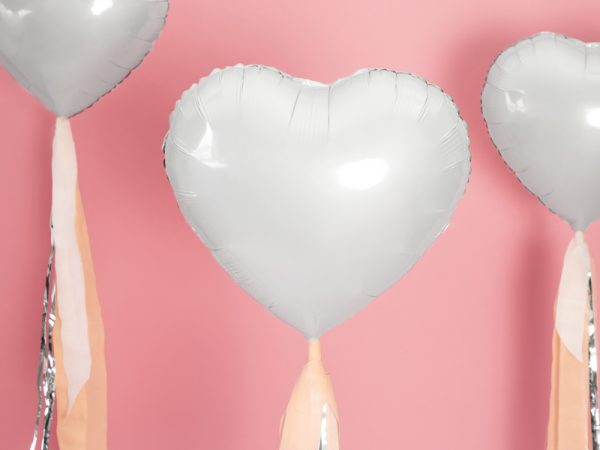 Foil Balloon Heart, 45cm, white