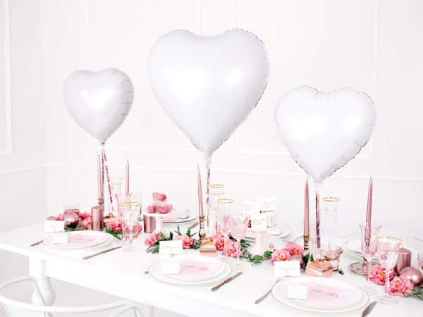 Foil Balloon Heart, 45cm, white