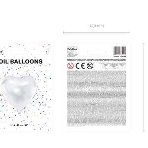 Foil Balloon Heart, 45cm, white