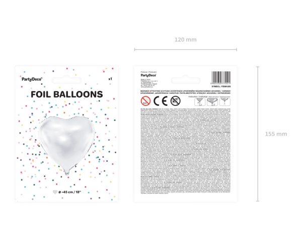 Foil Balloon Heart, 45cm, white