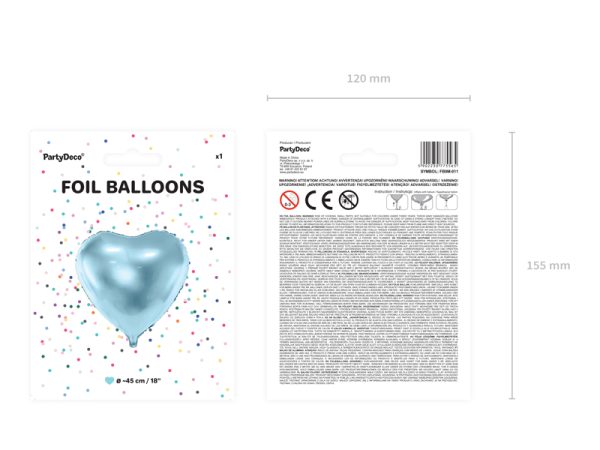 Foil Balloon Heart, 45cm, sky-blue