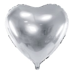 Foil Balloon Heart, 45cm, silver