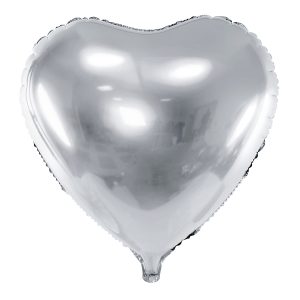 Foil Balloon Heart, 45cm, silver
