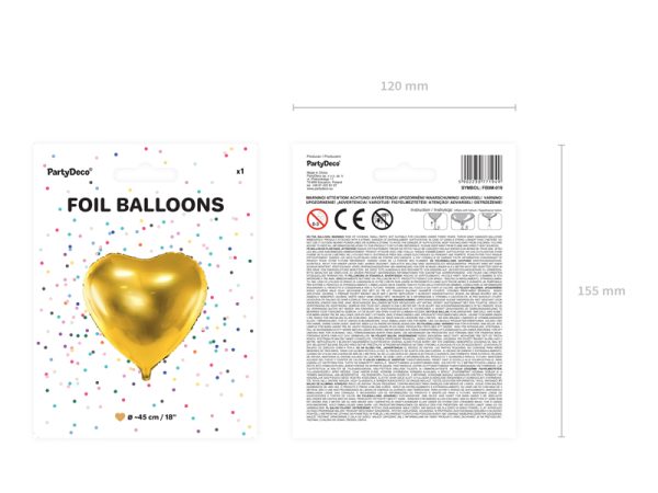Foil Balloon Heart, 45cm, gold