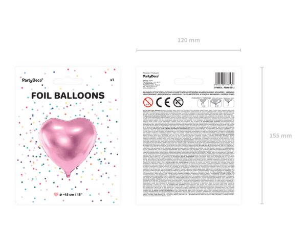 Foil Balloon Heart, 45cm, light pink