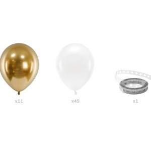 Balloon garland - white and gold, 200cm (1 pkt / 60 pc.)