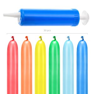 Modeling pastel balloons 130cm with pump, mix (1 pkt / 30 pc.)