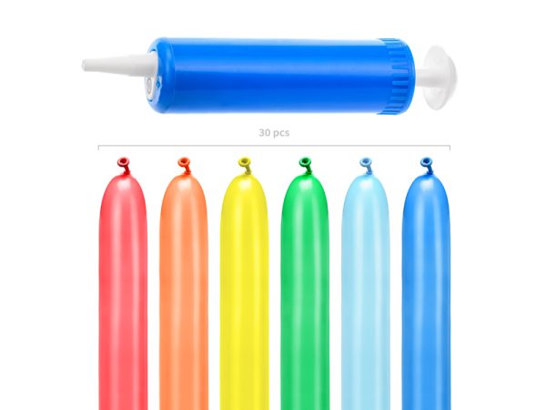 Modeling pastel balloons 130cm with pump, mix (1 pkt / 30 pc.)