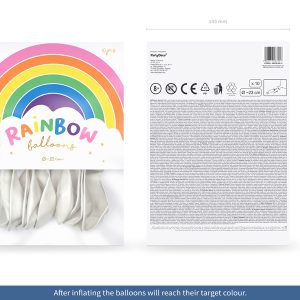 Rainbow Balloons 23cm metallic, white (1 pkt / 10 pc.)