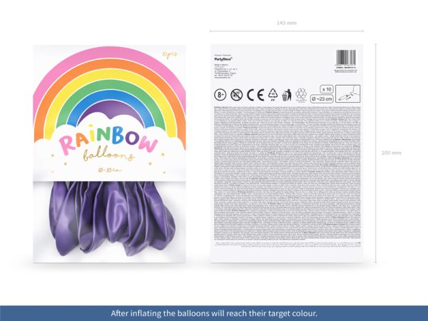 Rainbow Balloons 23cm metallic, violet (1 pkt / 10 pc.)