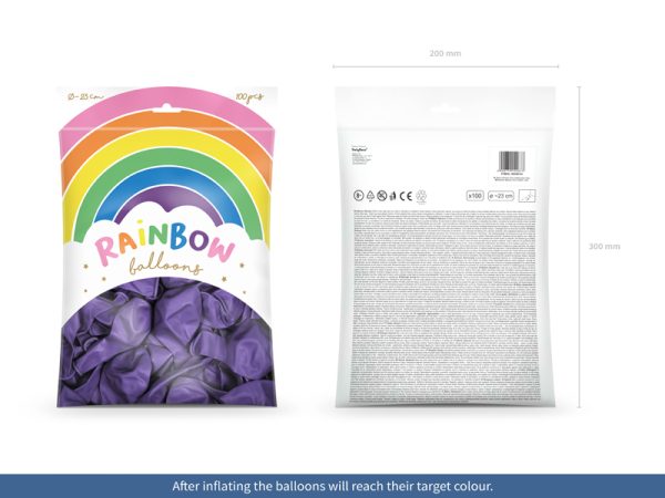 Rainbow Balloons 23cm metallic, violet (1 pkt / 100 pc.)