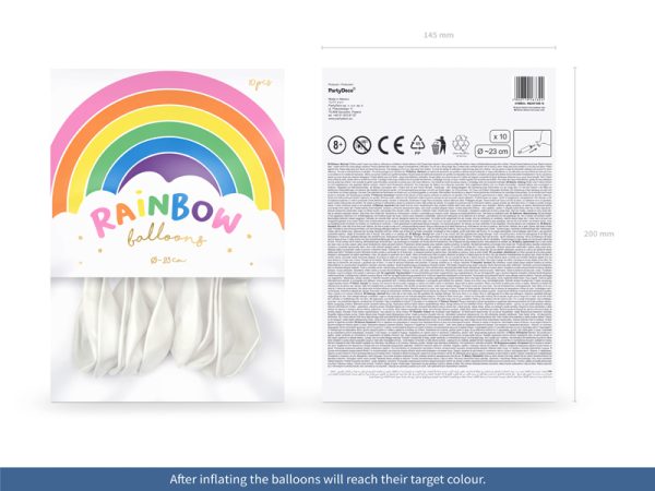 Rainbow Balloons 23cm pastel, white (1 pkt / 10 pc.)