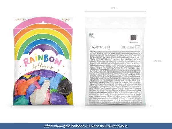 Rainbow Balloons 30cm pastel, mix (1 pkt / 100 pc.)