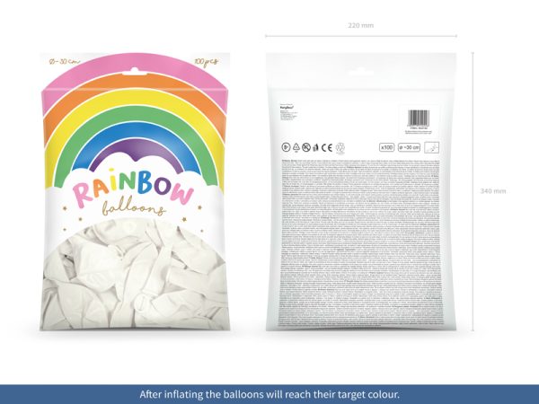 Rainbow Balloons 30cm pastel, white (1 pkt / 100 pc.)