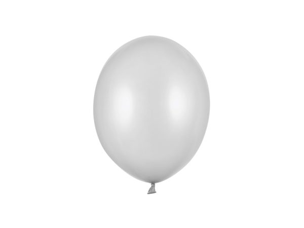 Strong Balloons 23cm, Metallic Silver Snow (1 pkt / 100 pc.)