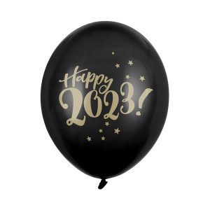 Balloons 30cm, Happy 2023!, Pastel Black (1 pkt / 6 pc.)